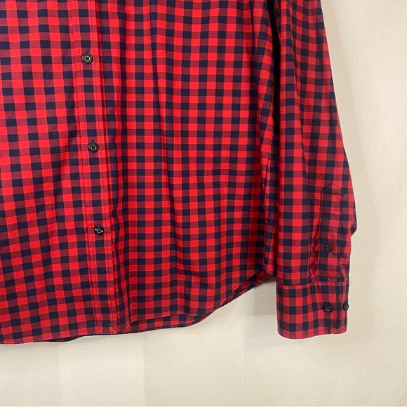 CHAPS Plaid Collared Button Down Flannel Red Navy Blue Buffalo Check Size Large - Picture 5 of 12